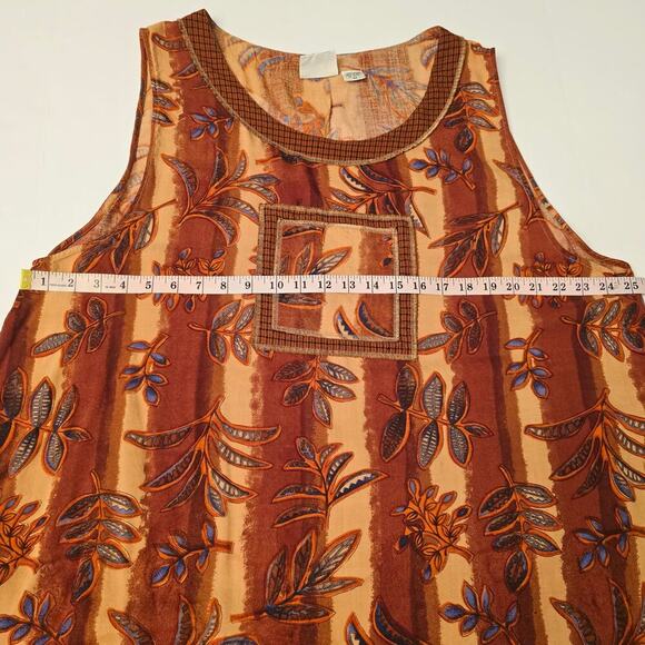 KAKTUS Y2K Boho Patchwork Midi Dress Plus Size 2X Side Slit Earth Tone Ethnic - Picture 8 of 9